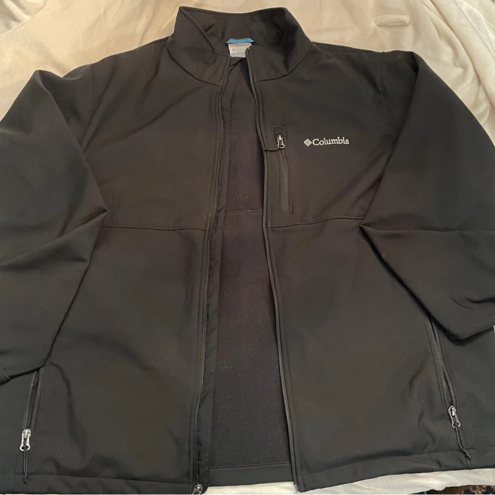 Columbia Mens Ascender Softshell Jacket Full Zip Black Lightweight Coat XL
